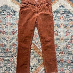 MOTHER The Mid Rise Dazzler Ankle fray Corduroy Pants 28 Hopscotch